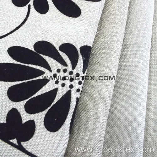 flocking Polyester Linen look upholstery fabric for sofa
